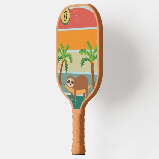 Aangepast Initiaal Retro Sloth Sunset Pickleball Paddle (Links)