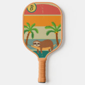 Aangepast Initiaal Retro Sloth Sunset Pickleball Paddle (Achterkant)