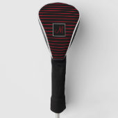 Aangepast Initiaal Rood en Zwart Gestreept Golfheadcover (Voorkant)