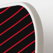 Aangepast Initiaal Rood en Zwart Gestreept Pickleball Paddle (Links Detail)