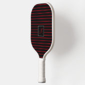 Aangepast Initiaal Rood en Zwart Gestreept Pickleball Paddle (Links)