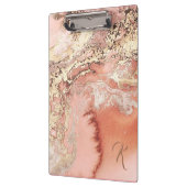 Aangepast Initiaal Roos Gold Pink Marble Padfolio  Klembord (Links)