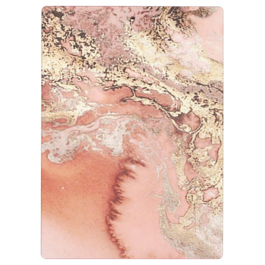 Aangepast Initiaal Roos Gold Pink Marble Padfolio  Klembord (Achterkant)
