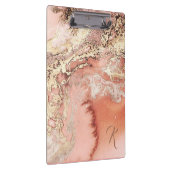 Aangepast Initiaal Roos Gold Pink Marble Padfolio  Klembord (Rechts)
