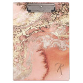 Aangepast Initiaal Roos Gold Pink Marble Padfolio  Klembord (Voorkant)