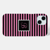 Aangepast Initiaal Roze en Zwart Gestreept Case-Mate iPhone Case (Achterkant (horizontaal))