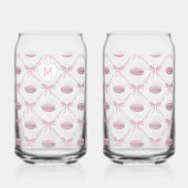 Aangepast Initiaal Roze Girly Coquette Bow & Macar Blikvorm Glas (Links)