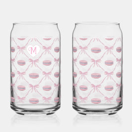 Aangepast Initiaal Roze Girly Coquette Bow & Macar Blikvorm Glas