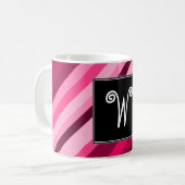 Aangepast Initiaal + Roze/Magenta Stripes Patroonp Koffiemok (Voorkant links)