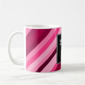 Aangepast Initiaal + Roze/Magenta Stripes Patroonp Koffiemok (Links)