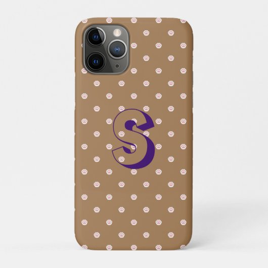 Aangepast Initiaal Schattig Cat Paw Pattern Case-Mate iPhone Case (Achterkant)