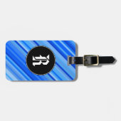 Aangepast Initiaal + Stripes blauw patroon Bagagelabel (Voorkant horizontaal)