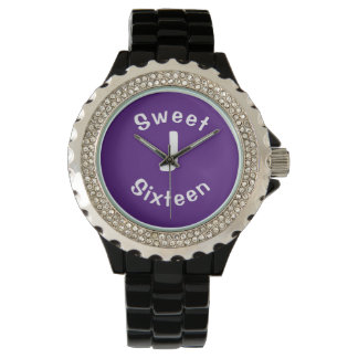 Aangepast Initiaal Sweet Sixteen Paarse en wit Horloge
