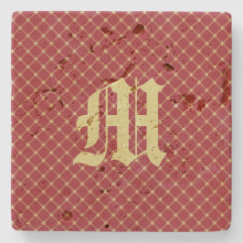 Aangepast Initiaal Tudor Red- en Gold-patroon Stenen Onderzetter