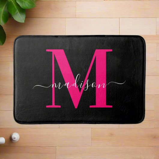 Aangepast Initiaal Vet Roze Initiaal & Zwart Monog Badmat