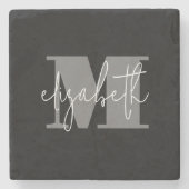 Aangepast Initiaal voor aangepaste naam van Monogr Stenen Onderzetter (Voorkant)