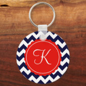 Aangepast Initiaal voor de marine en Red Zig Zag Sleutelhanger (Voorkant)