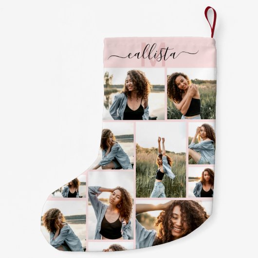 Aangepast Initiaal voor foto-inkollage monogram Kleine Kerstsok (Achterkant)