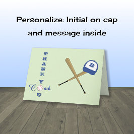 Aangepast initiaal voor honkbaltrainers bedankkaart