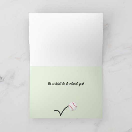 Aangepast initiaal voor honkbaltrainers bedankkaart (Binnen)