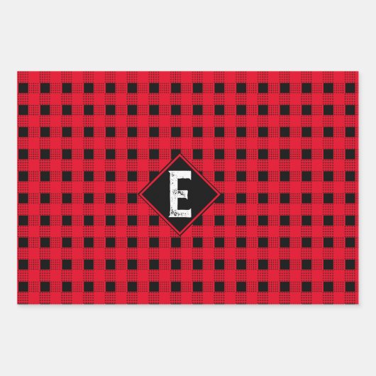 Aangepast initiaal voor rode en zwarte buffelpleis inpakpapier vel (Voorkant 3)