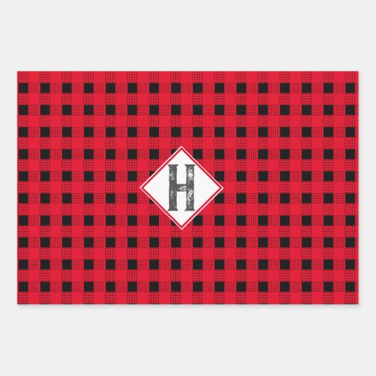 Aangepast initiaal voor rode en zwarte buffelpleis inpakpapier vel (Voorkant)