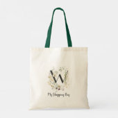 Aangepast Initiaal W met zachte kleur Wilde bloeme Tote Bag (Achterkant)