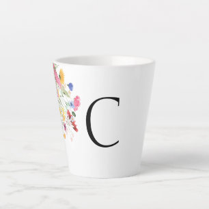 Aangepast Initiaal Wildbloemen Kleurrijk Latte Mok