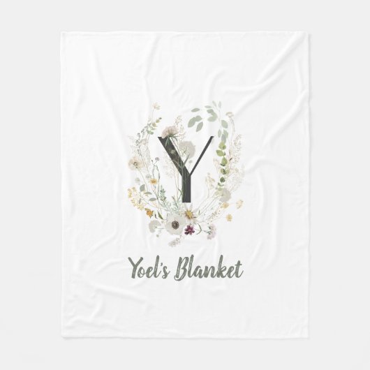 Aangepast Initiaal Y met Zachte kleur bloem Fleece Deken (Voorkant)