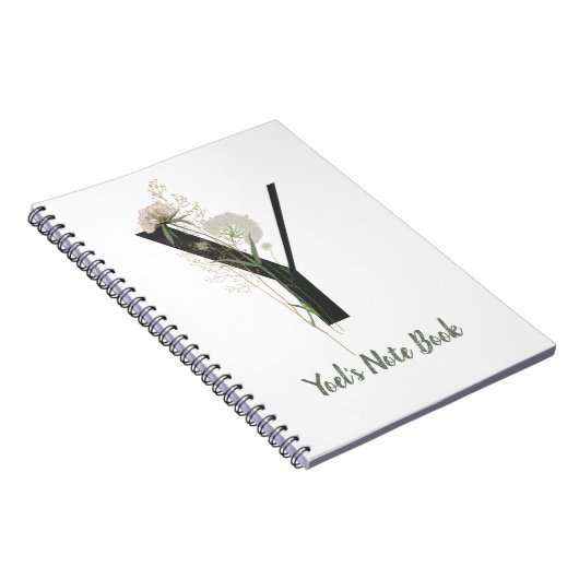 Aangepast Initiaal Y met Zachte kleur bloem Notitieboek (Rechterzijde)
