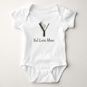 Aangepast Initiaal Y met Zachte kleur bloem Romper