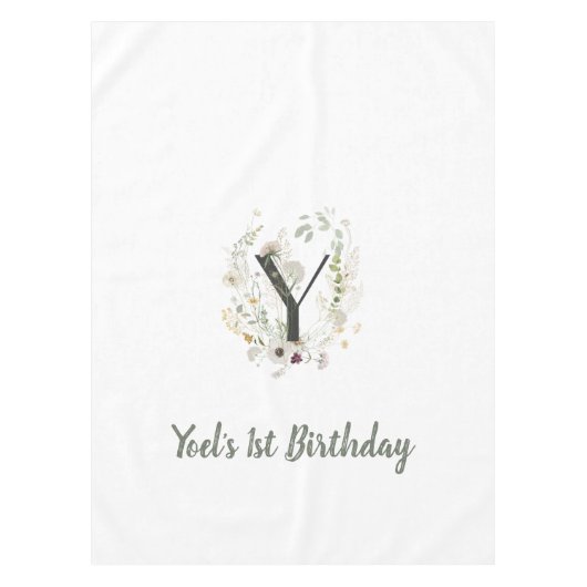 Aangepast Initiaal Y met Zachte kleur bloem Tafelkleed (Voorkant)