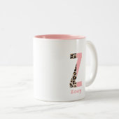 Aangepast Initiaal Z-luipaard kleurenblok Tweekleurige Koffiemok (Voorkant rechts)