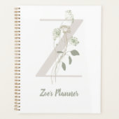 Aangepast Initiaal Z met Zachte kleurenbloem Planner (Voorkant)