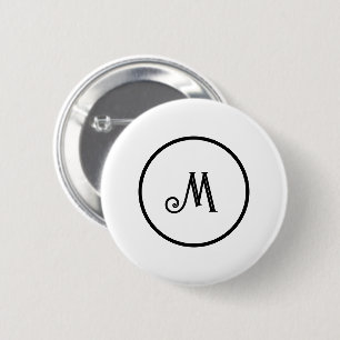 Aangepast initiaal zwart-wit ronde button 5,7 cm