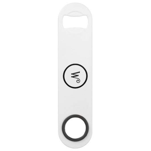 Aangepast initiaal zwart-wit speed flessenopener (Voorkant)