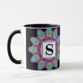 Aangepast initiaal zwarte koffie mok Mandala patro (Links)