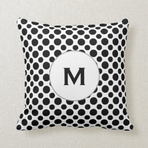 Aangepast Initiaal zwarte pooldots op witte piloot Kussen