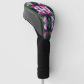 Aangepast initiaalmoogram met roze bloemkunst golfheadcover (Schuin)