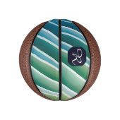 Aangepast Initialen Abstract Blauw Groen  Basketbal (Verticaal)
