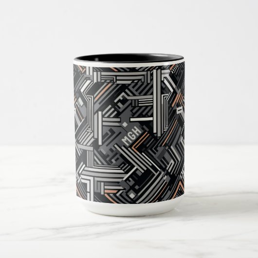 Aangepast Initialen Abstract Industrieel Patroon Mok (Midden)