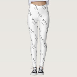 Aangepast Initialen Datum Patroon Stijlvol Wit Leggings