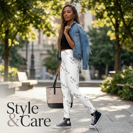 Aangepast Initialen Datum Patroon Stijlvol Wit Leggings