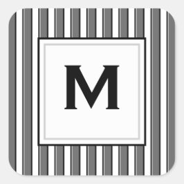 Aangepast Initialen Grijs Zwart Strepen Sticker