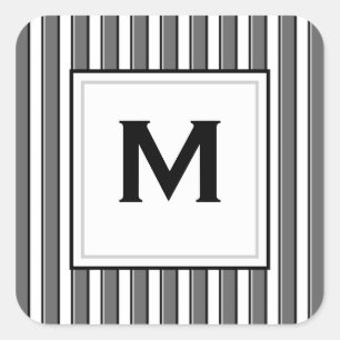 Aangepast Initialen Grijs Zwart Strepen Sticker