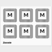 Aangepast Initialen Grijs Zwart Strepen Sticker (Vel)