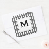 Aangepast Initialen Grijs Zwart Strepen Sticker (Envelop)
