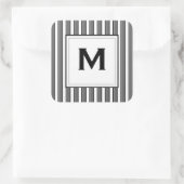 Aangepast Initialen Grijs Zwart Strepen Sticker (Tas)
