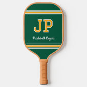 Aangepast Initialen Naam Initiaal Retro Groen Geel Pickleball Paddle (Voorkant)