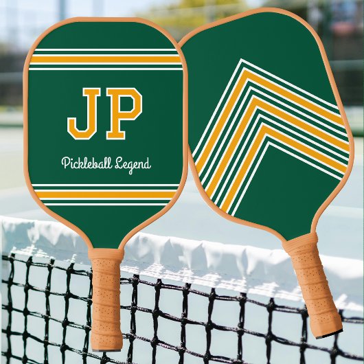 Aangepast Initialen Naam Initiaal Retro Groen Geel Pickleball Paddle